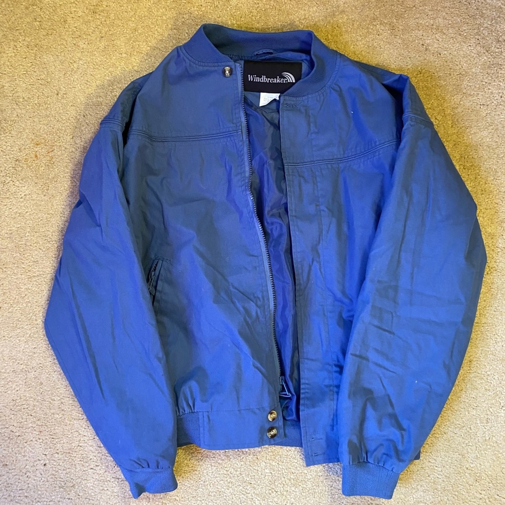 Vintage Men’s Blue Windbreaker brand Jacket - Medium